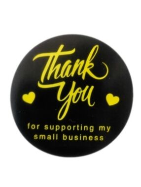 THANK YOU STICKERS 500ct.-1.5" Thank You Variety Packaging Round Black Stickers